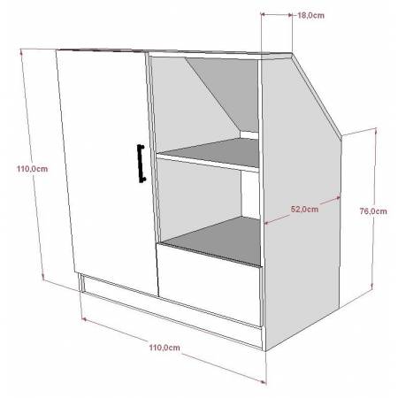 Meuble sous combles sur mesure - placard et tiroir - dimensions
