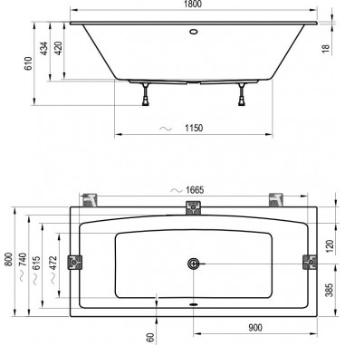 baignoire rectangulaire formy 2 slim bord extra fin