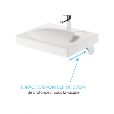 Lavabo Gain de Place GPM Mini round espace disponible 37cm