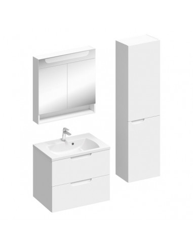 colonne latérale classic blanche, lavabo, meuble sous vasque et miroir