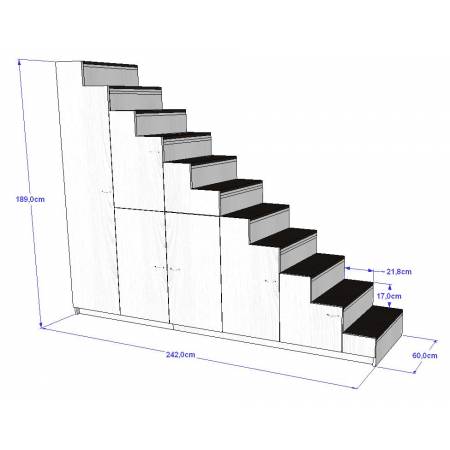 Meuble escalier pour mezzanine avec rangements sur mesure