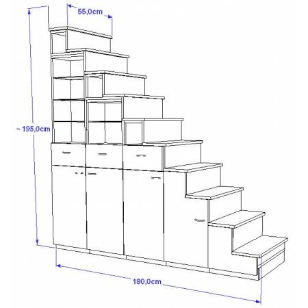Aménagement sur mesure - escalier mezzanine - dimensions