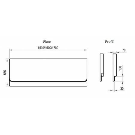Tablier frontal pour baignoire rectangulaire CHROME RAVAK